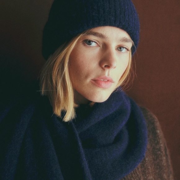 Sezane Accessories - Sézane Marianne Navy Blue Scarf